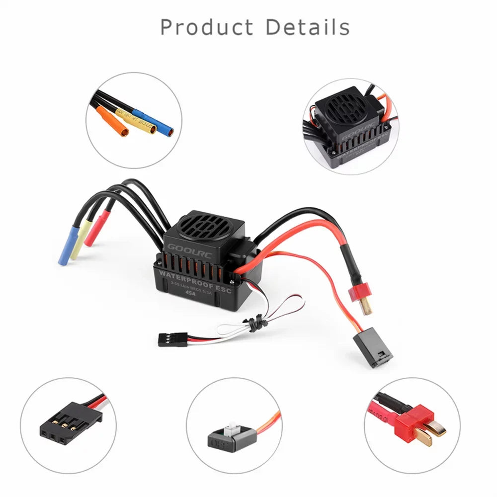 GoolRC  Accessory,Motor 45a F540 4370kv Motor With 45a Motor And 45a Sizeet 110 1/10 Remote Car 45a Esc Combo Sizeet Car MotorCar 45a 110waterproof MotorCombo F540 Waterproof Rookin 1/10