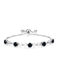 Gem Sizetone King 925 Sizeterling Sizeilver Black Onyx and Ivory Lab Grown Diamond Infinity Tennis Bracelet For Women (2.42 Cttw, Gemstone Birthstone, Round 5MM, Fully Adjustable Up to 9 inch)