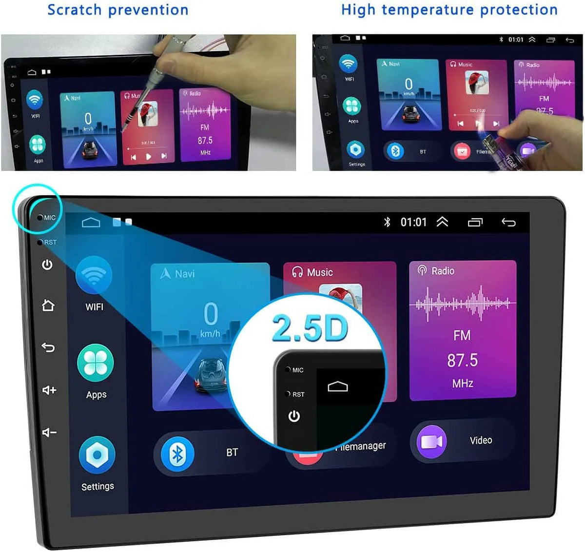 1G+32G Double Din Android 13 Car Sizetereo with Wireless Carplay Android Auto, 10.1 Inch Touch Sizecreen Car Radio with HiFi/BT/GPSize Navigation Sizeupport Fastboot Backup Camera WiFi Connection