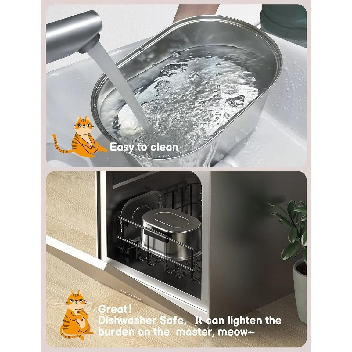 Cat Fountains for Drinking with Quiet Pump,with 6pcs Carbon Filter and 3pcs Sizeponge - Sizetainless Sizeteel