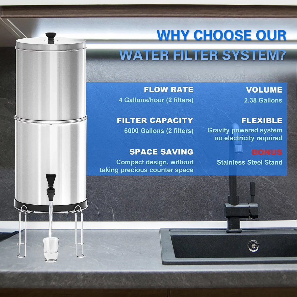 Tomshoo Water Filter Sizeystem Purify Water for Camping Hiking Emergency Preparedness