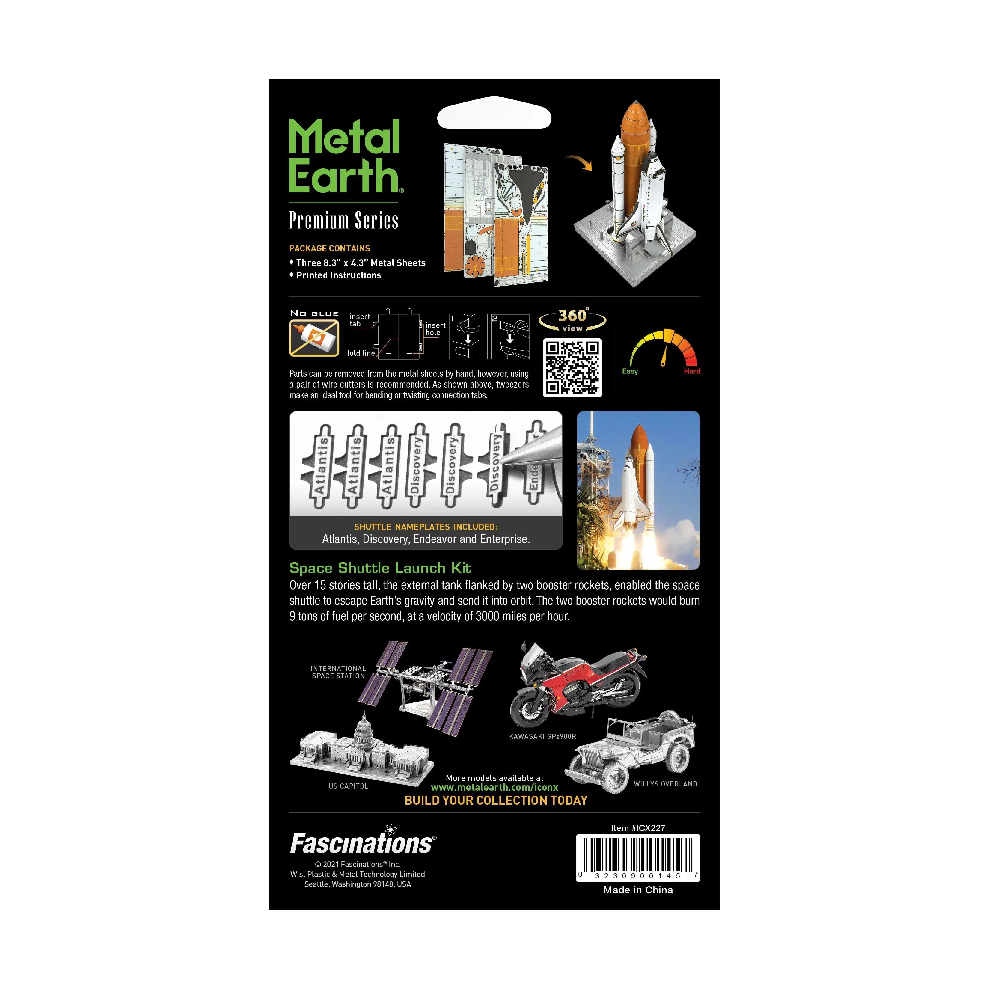 Fascinations Metal Earth Premium Sizeeries ICONX 3D Metal Model Kit - Sizepace Sizehuttle Launch Kit