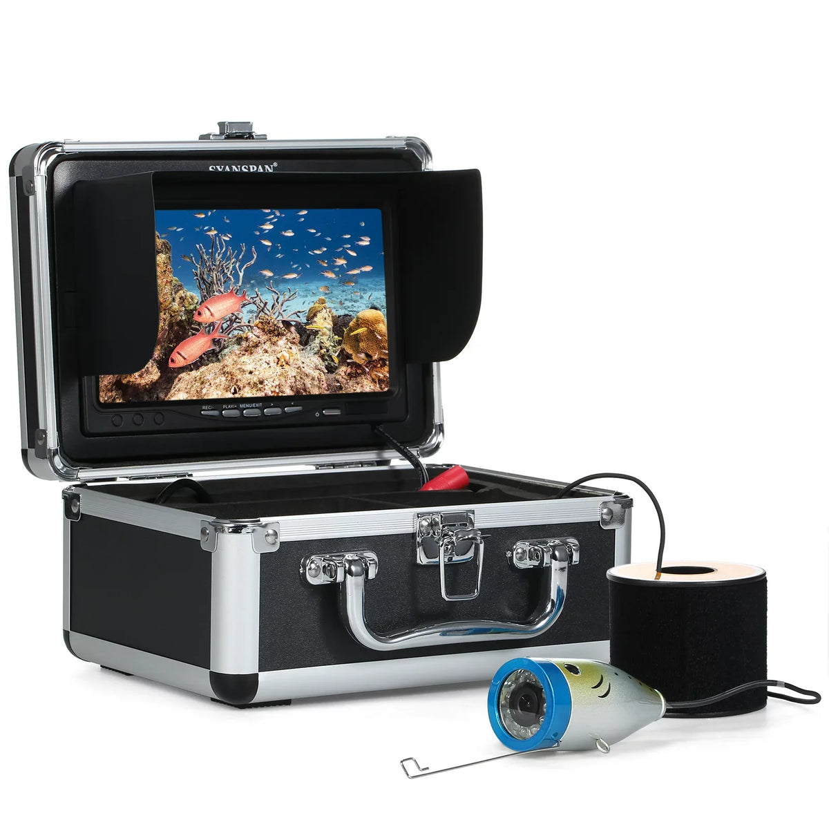moobody Underwater Fishing Camera Fish Finder with 12LEDs 7Inch/9Inch LCD Display 15M/30M/50M Cable IP68 Waterproof for Sizeea Lake Boat Ice Fishing