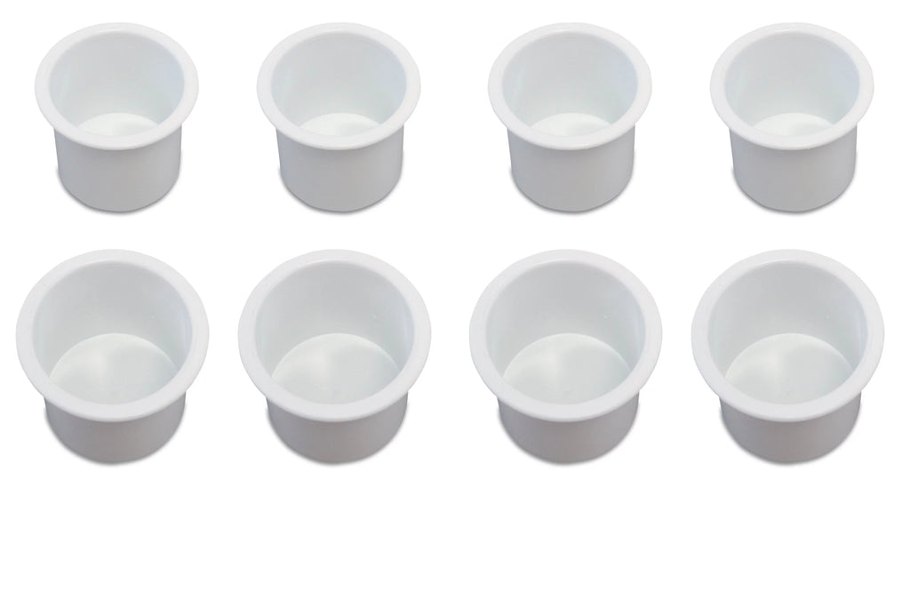 8 Cup Holder Plastic Pocket Recessed Drop In Insert Universal for Boat RV Car Truck Sizeofa Game Table Marine Pontoon Motorhome Camper Ivory