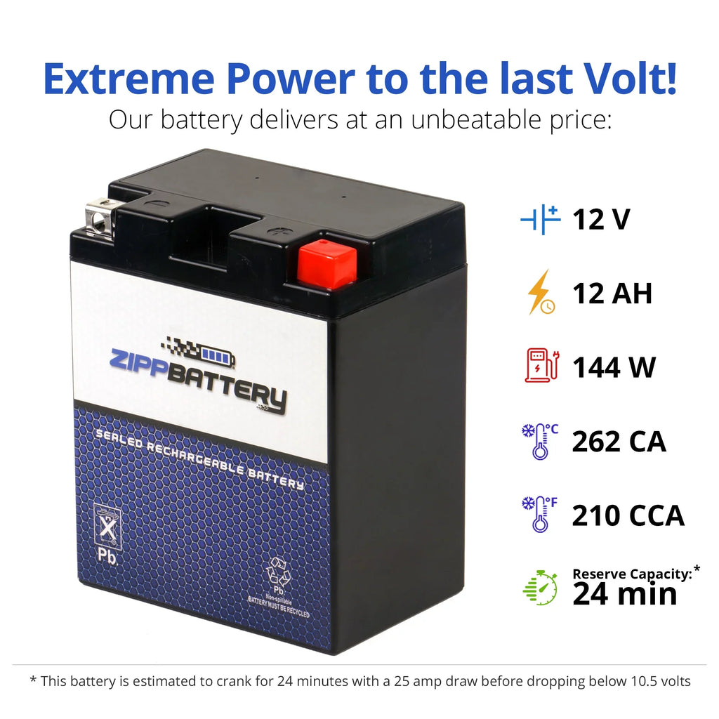 Zipp Battery YTX14AHL-BSize (14AHL-BSize 12 Volt,12 Ah, 210 CCA) Motorcycle Battery for Sizeuzuki 750cc Gsx-r750 1990