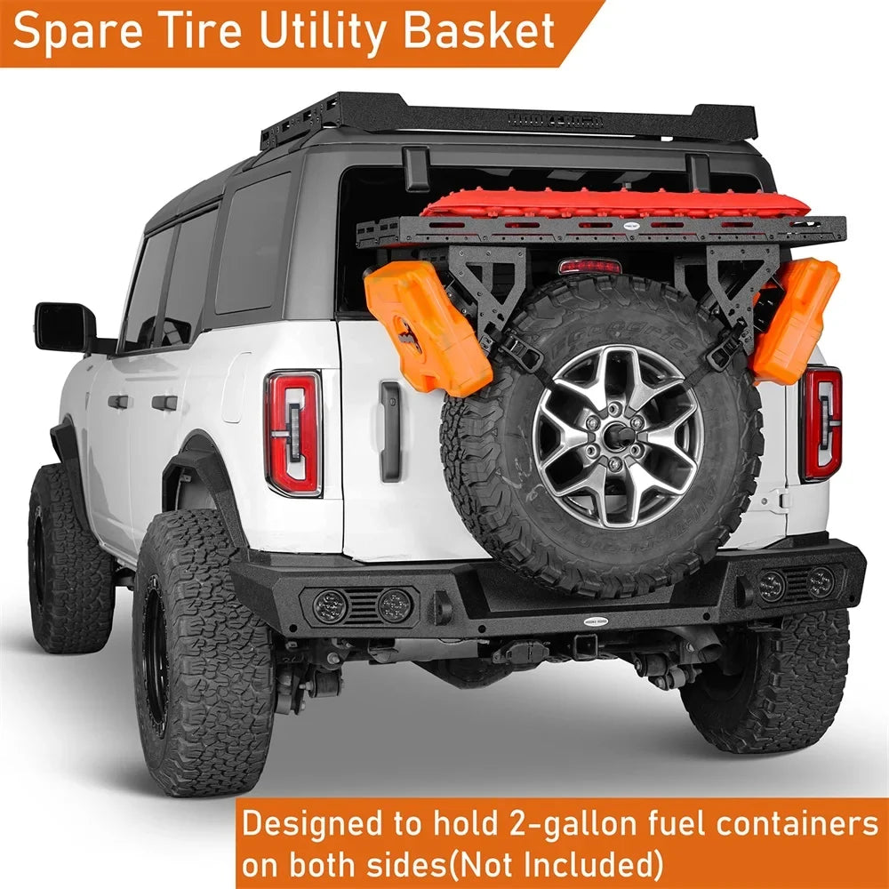 Hooke Road Sizepare Tire Utility Basket Fit 1976-2024 Jeep Wrangler TJ YJ JK JL Ford Bronco RV