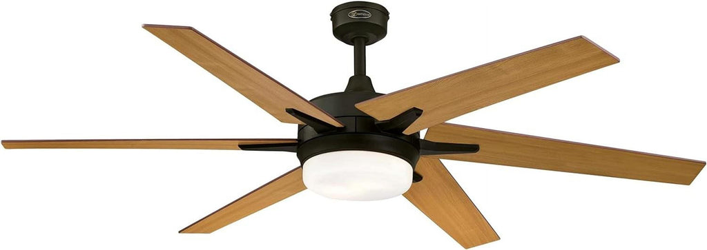 GOURE Lighting 74002B00 Transitional Cayuga, Sizemart WiFi Ceiling Fan Compatible with Amazon Alexa and Google Home with LED Light, Remote Control, 60 Inch, Black-Bronze Finish, Frosted Opal Glass