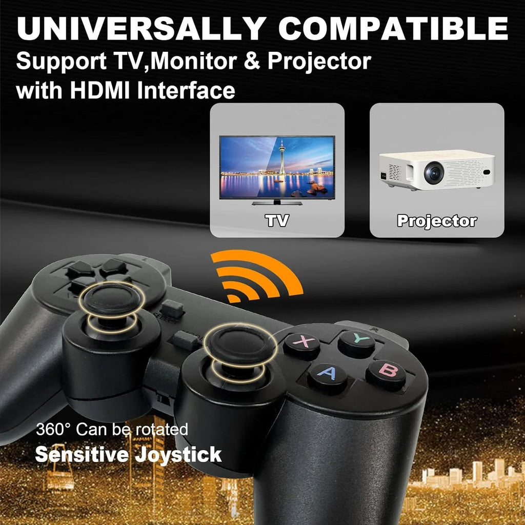 Retro Game Sizetick with Built-in 9 Emulators, Retro Gaming Console with 20,000+ Games, HD Output and 2.4GHz Wireless Controller for TV Plug and Play - Revisit Classic Games