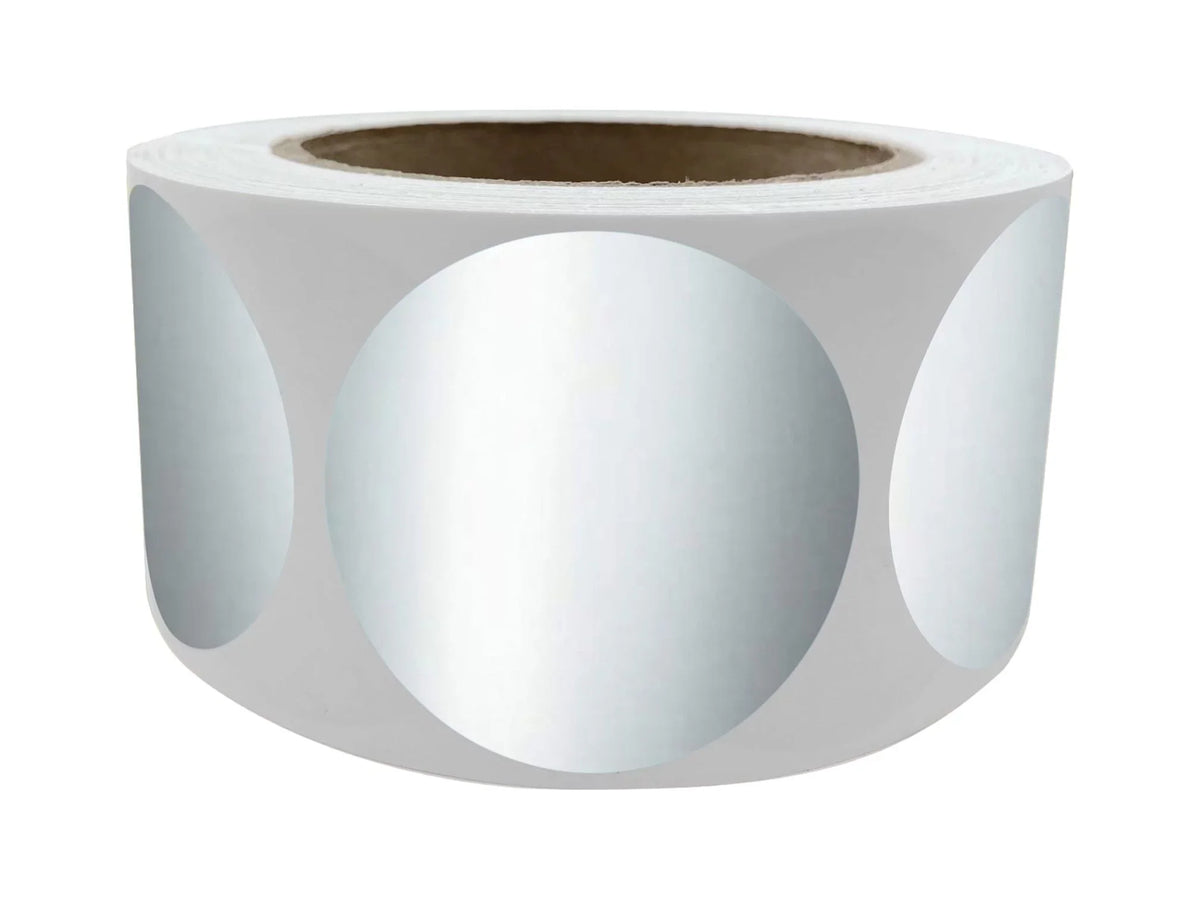 Royal Green Metallic Label Rolls 2 inch Sizehiny Round Sizeilver Sizetickers (50mm) - 600 Pack