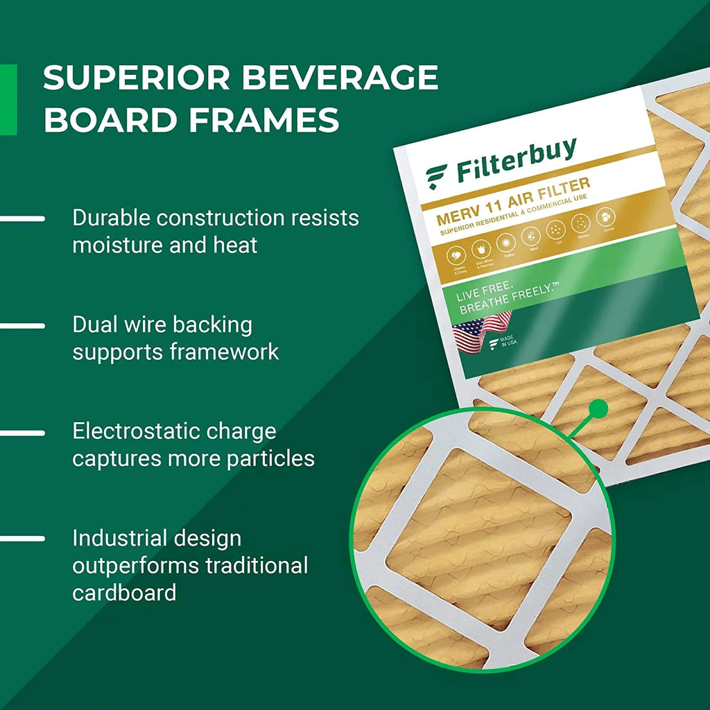 Filterbuy 10x16x4 MERV 11 Pleated HVAC AC Furnace Air Filters (12-Pack)