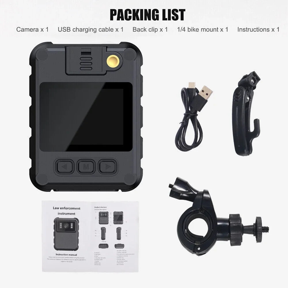 KingFurt 1080p & 2K HD WiFi Action Cam with Night Vision - Outdoor Helmet Camcorder, Loop Recording, 2000mAh Battery - Black