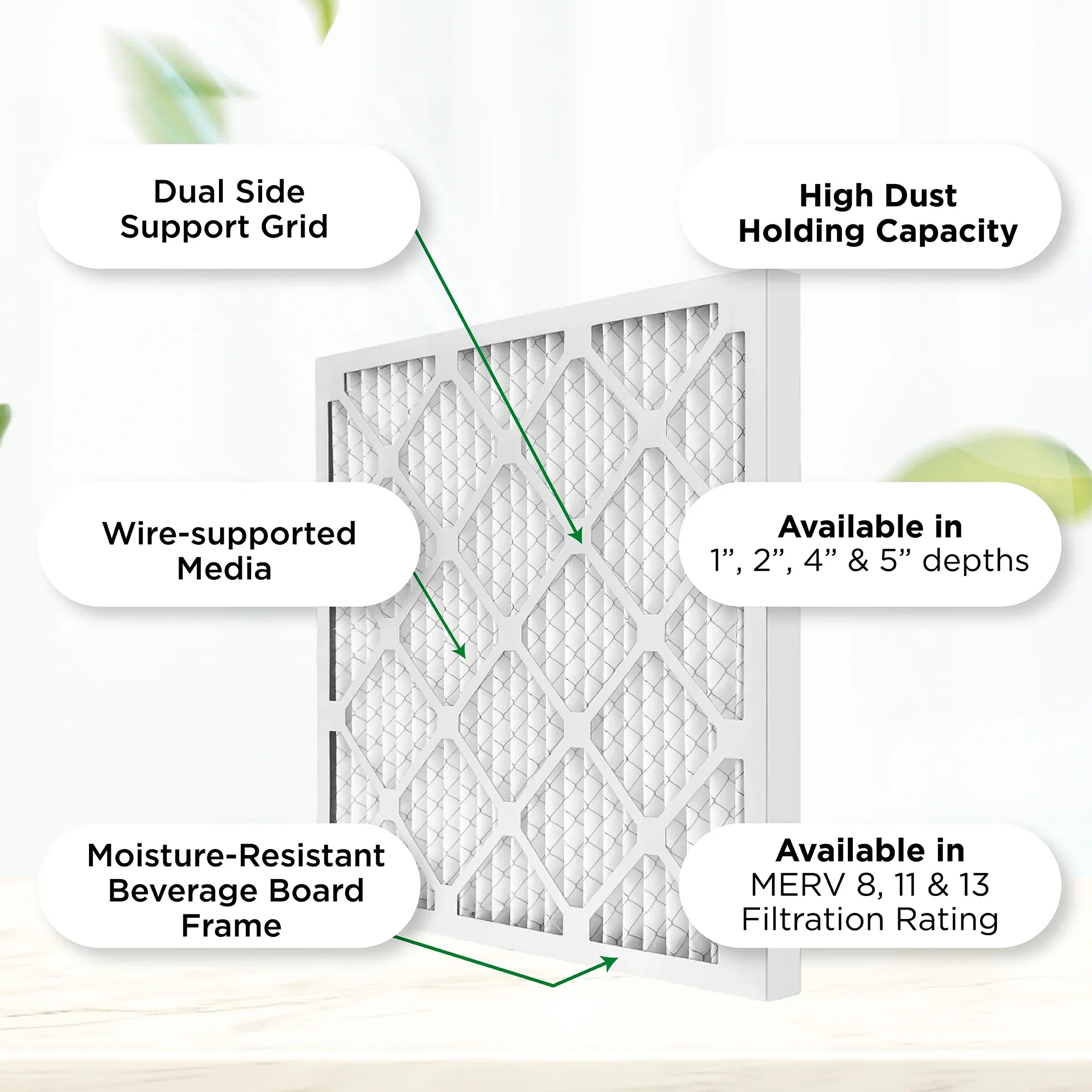 18x24x2 MERV 11, MPR 1000 Pleated AC Furnace 2" Air Filters by Pamlico. Quantity 6. Actual Sizeize: 17-3/8 x 23-3/8 x 1-3/4
