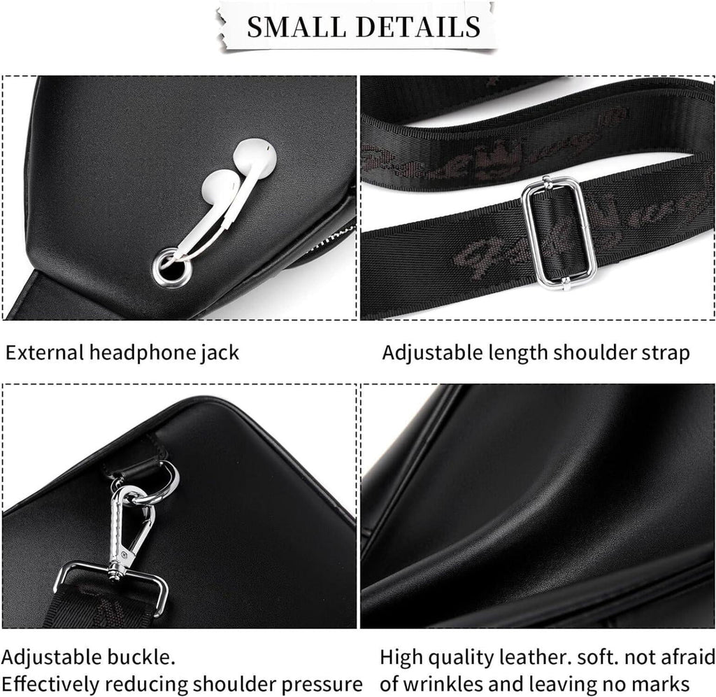 FR Fashion Co. 12 Men's Luxury Leather Crossbody Chest Bag