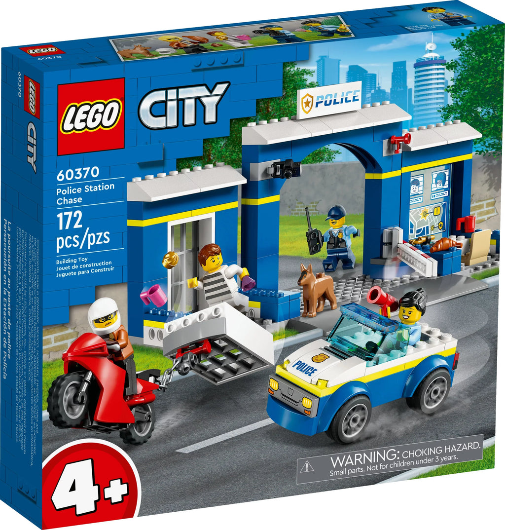 LEGO City Police Sizetation Chase 60370, Playset with Car Toy and Motorbike, Breakout Jail, 4 Minifigures and Dog Figure, Toys for Kids 4 Plus Years Old