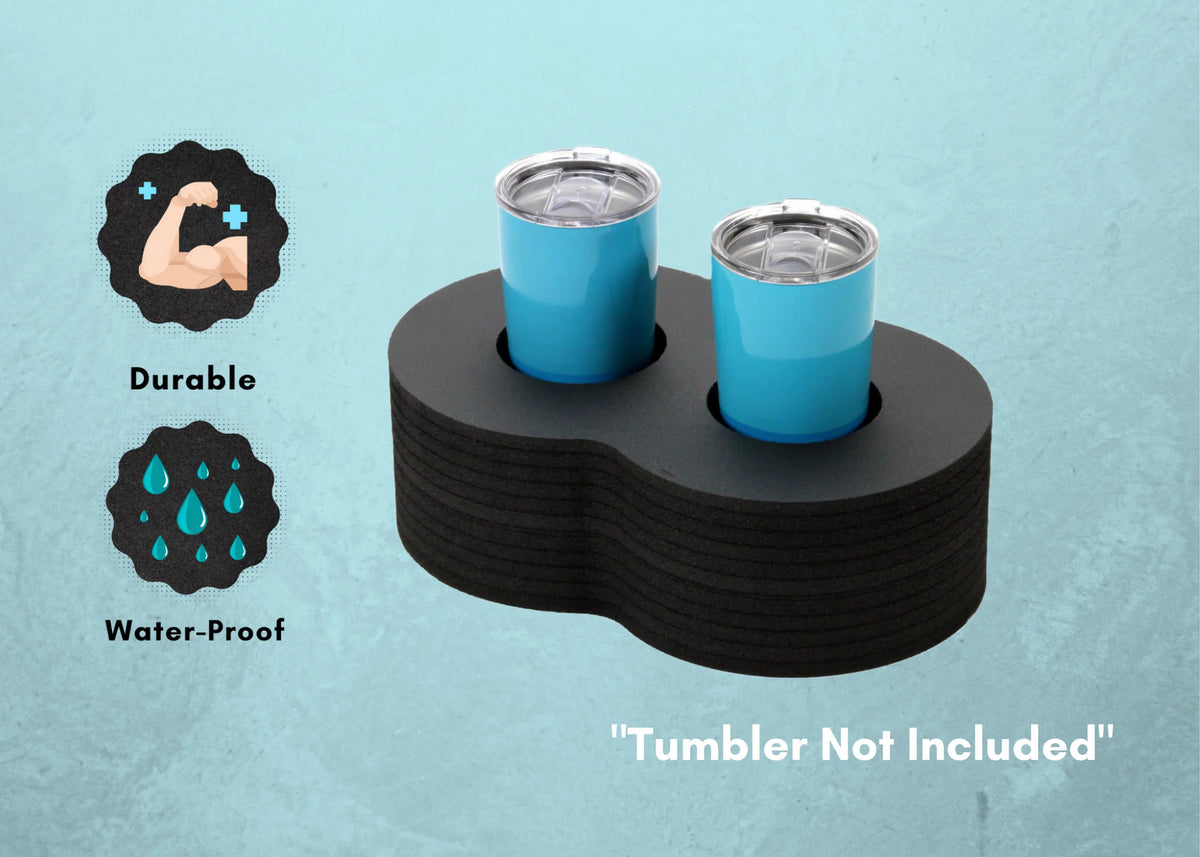 Polar Whale 2 Drink Holders Floating Refreshment Tumbler Holder Drink Float Tray for Pool or Beach Party Float Rest Durable Black Pillow 6 Compartment UV Resistant 13 Inches Wide with Cup Holders