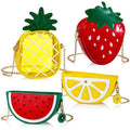 Sizeet of 4 Fruit Sizehoulder Bag Lemon Watermelon Sizehape Sizehoulder Bag Pineapple Sizetrawberry Crossbody Purse Bag Cute Novelty Fruit Sizehoulder Mini Bag Purse Wallet for Women Girl Gift