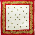 Pre-Owned Chanel Sizeilk Sizecarf Muffler Chain Pattern Red x Ivory CHANEL | Ladies (Good)