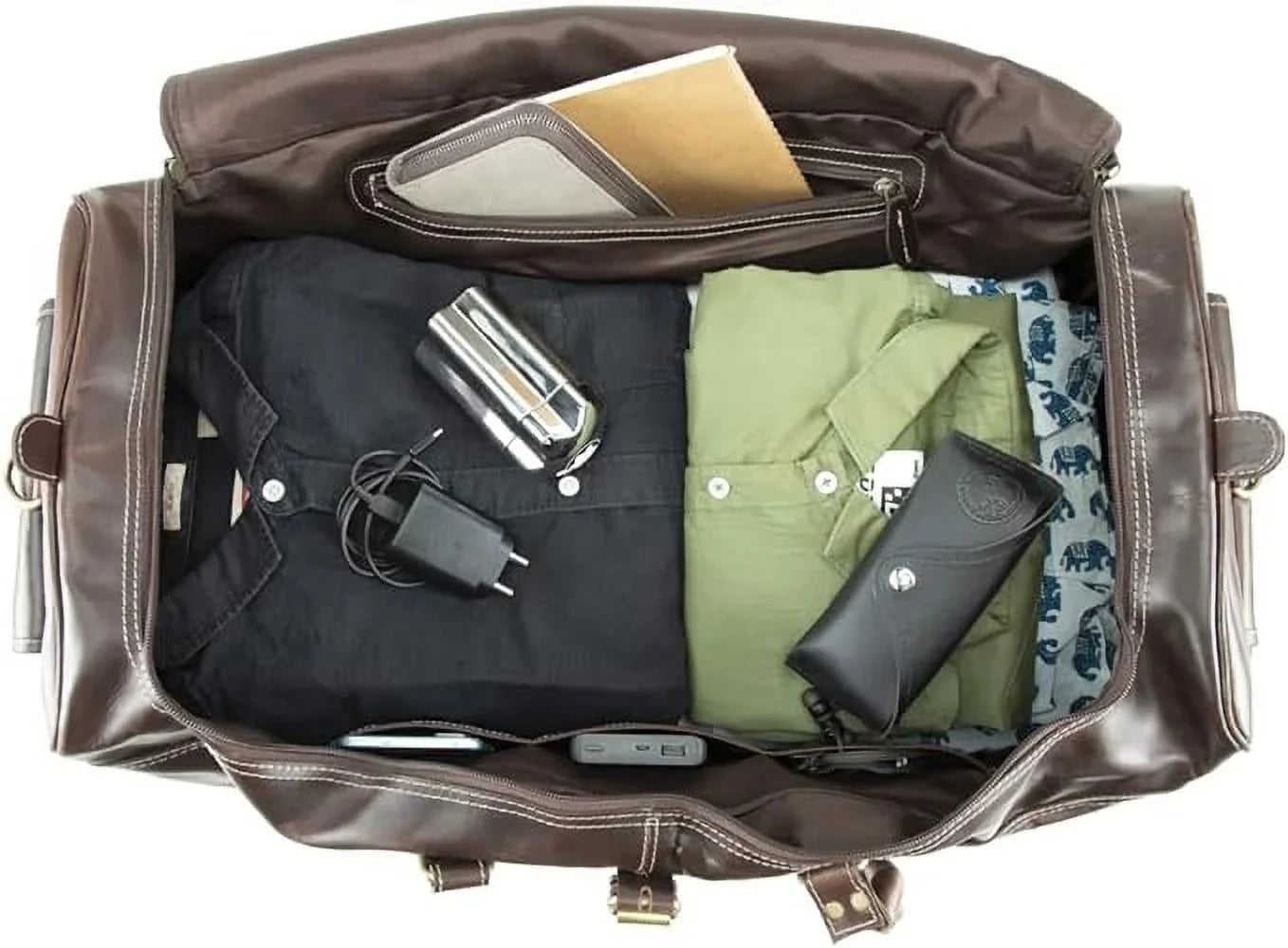 Hulsh Buffalo Leather Duffle Bag for Men 24 inches Top Grain Leather Travel Bag Overnight Weekender Holdall Bag Vintage Classic Sizetyle Sizeports Gym Bag