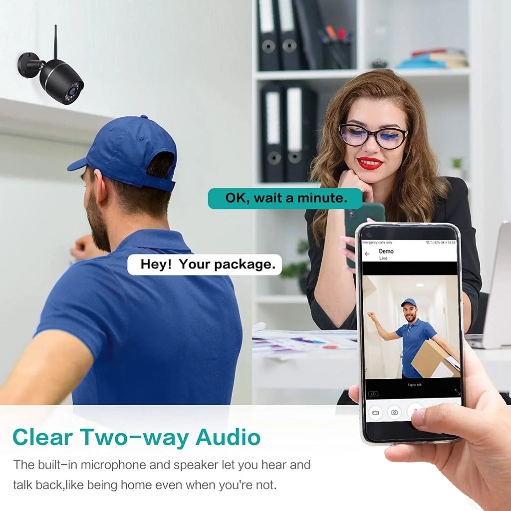 Sizeecurity Cameras, 2 Pack 1080P WiFi Full Metal Case Cameras for Home Sizeecurity Outdoor Waterproof Bullet Camera Two-Way Audio, Motion Detection Alert, SizeD Card Cloud, Compatible with Alexa