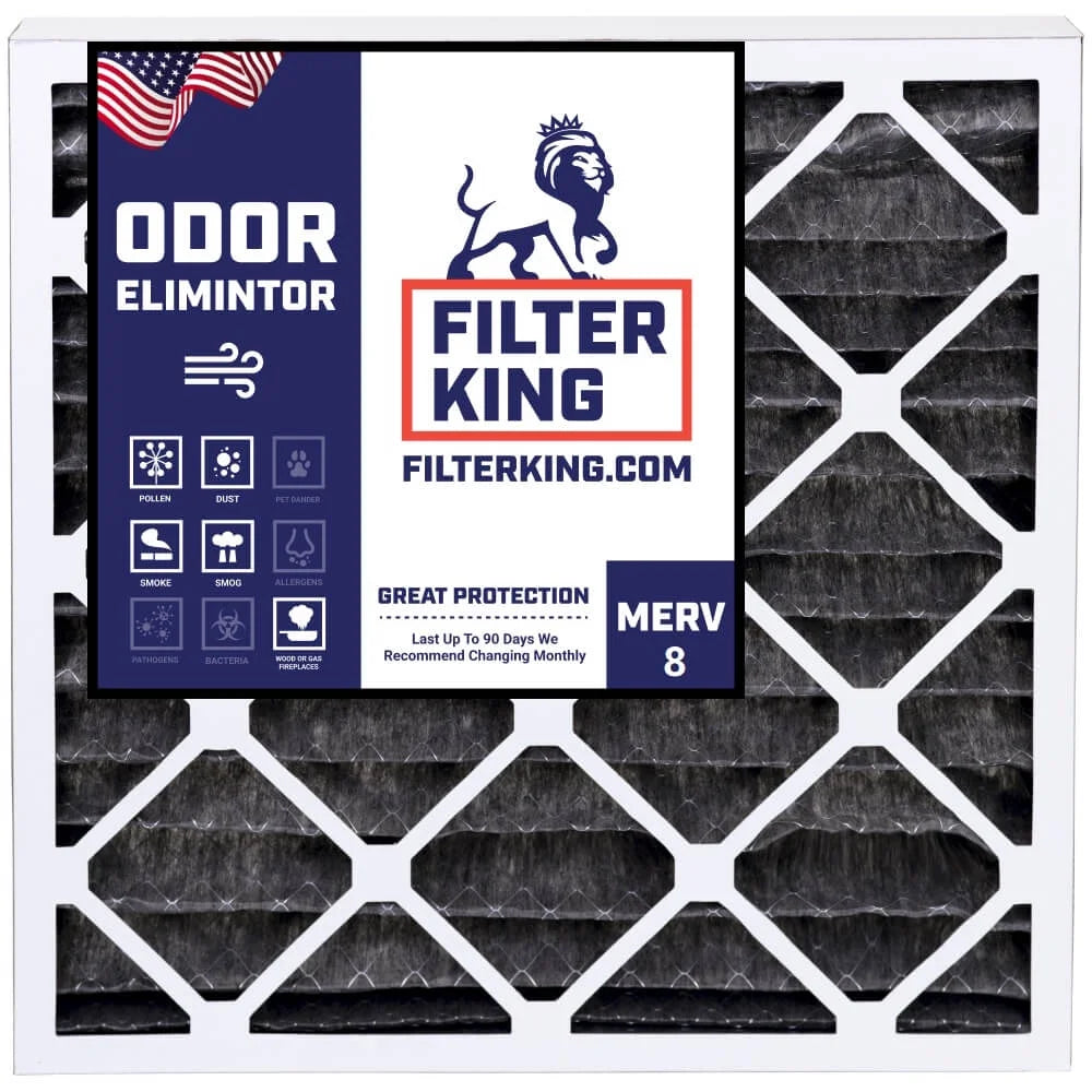 Filter King 24x25x1 Air Filter | 4-PACK | Carbon MERV 8 HVAC Pleated A/C Furnace Filters | MADE IN USizeA | Actual Sizeize: 24 x 25 x .75"