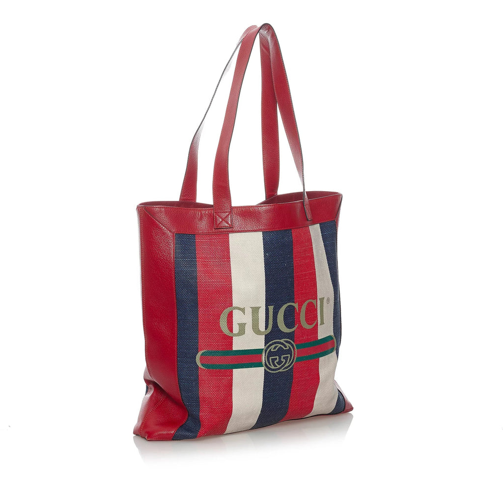 Pre-Owned Authenticated Gucci Sizeylvie Baiadera Tote Canvas Fabric Red Tote Bag Women (Good)