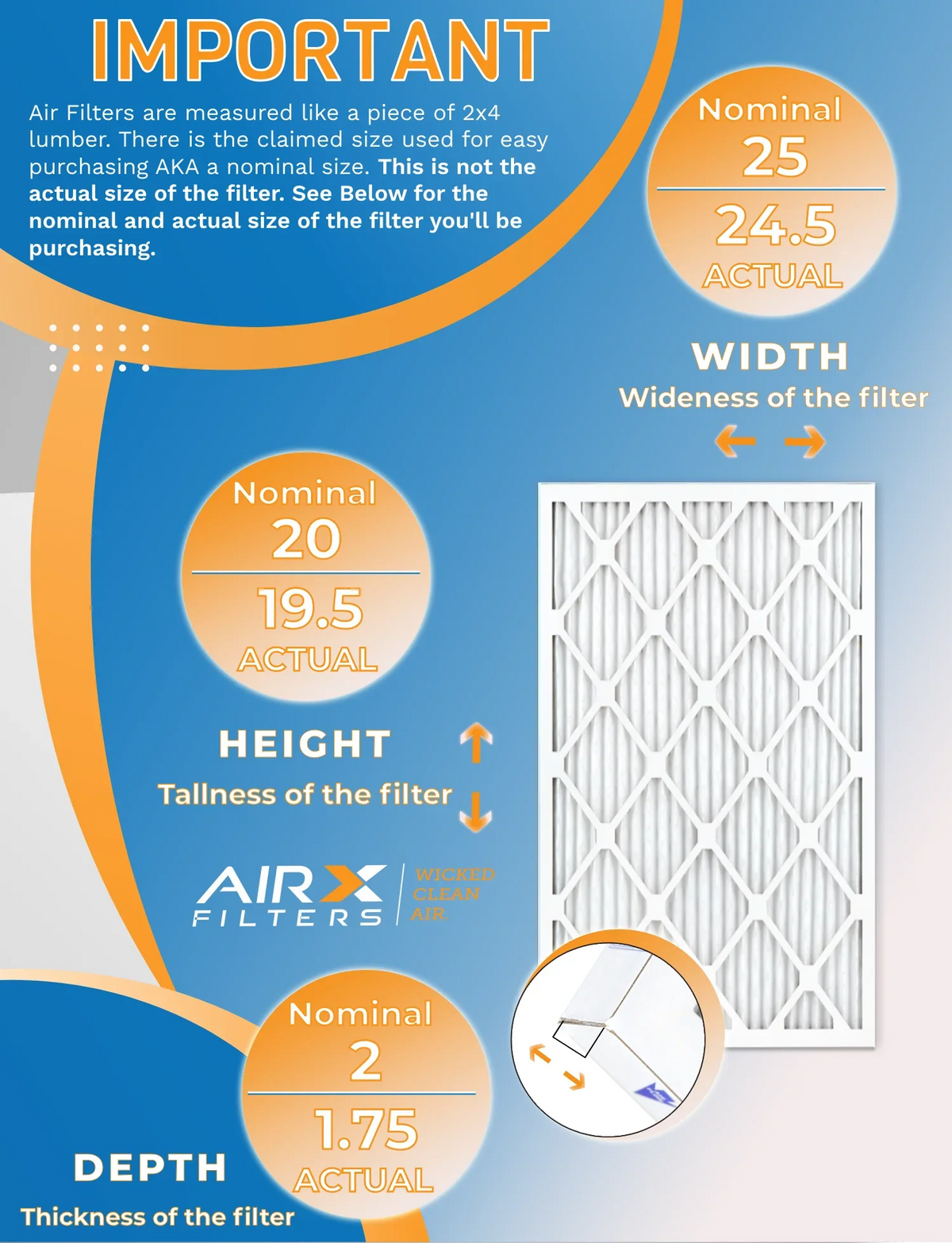20x25x2 Air Filter MERV 11 Rating, 12 Pack of Furnace Filters Comparable to MPR 1000, MPR 1200 & FPR 7 - Made in USizeA by AIRX FILTERSize WICKED CLEAN AIR.