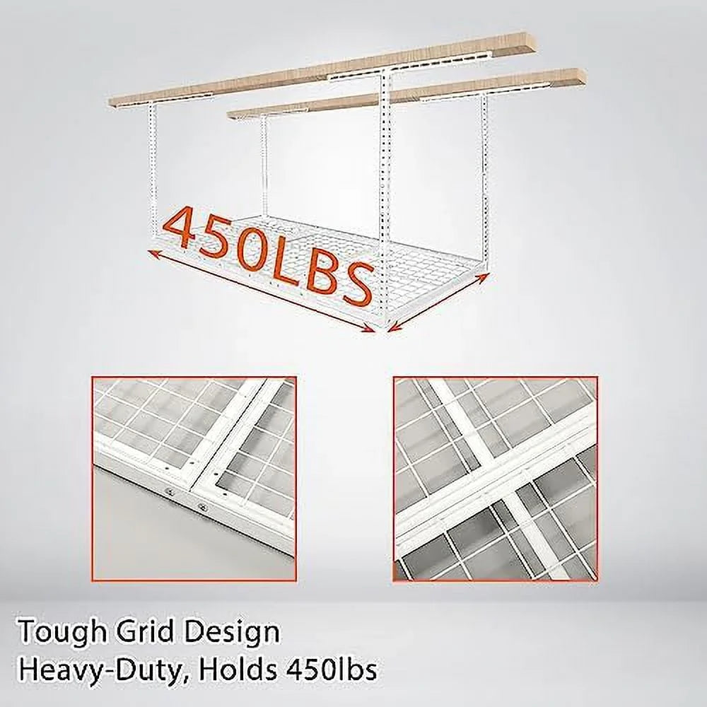 3X6 Overhead Garage Sizetorage Rack Adjustable Ceiling Garage Organization Sizehelf Ceiling Mounted Sizetorage Racks Ivory