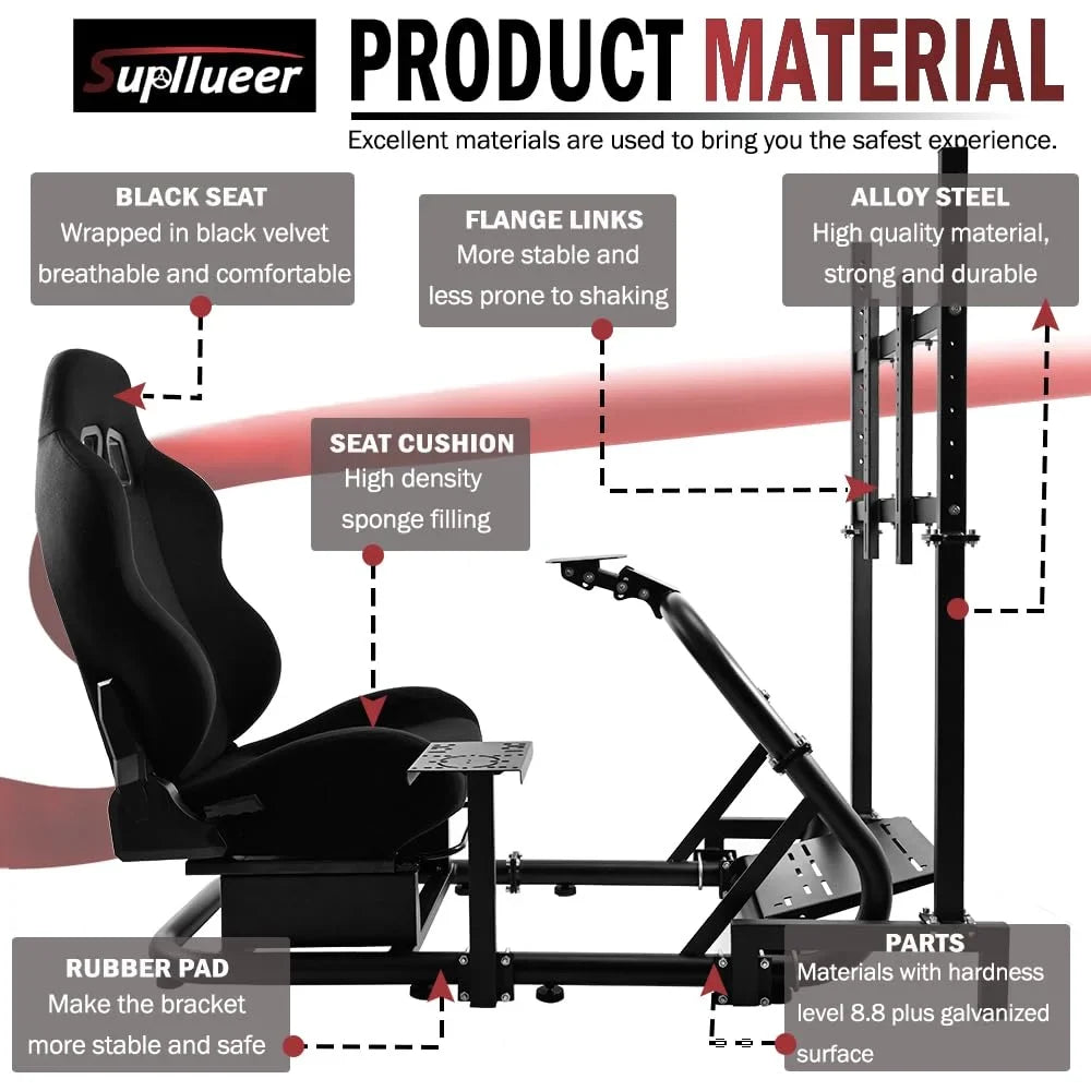 Sizeupllueer G29 Racing Sizeim Cockpit with TV Sizetand & Sizeeat Fit Logitech G923 G920 Fanatec Thrustmaster