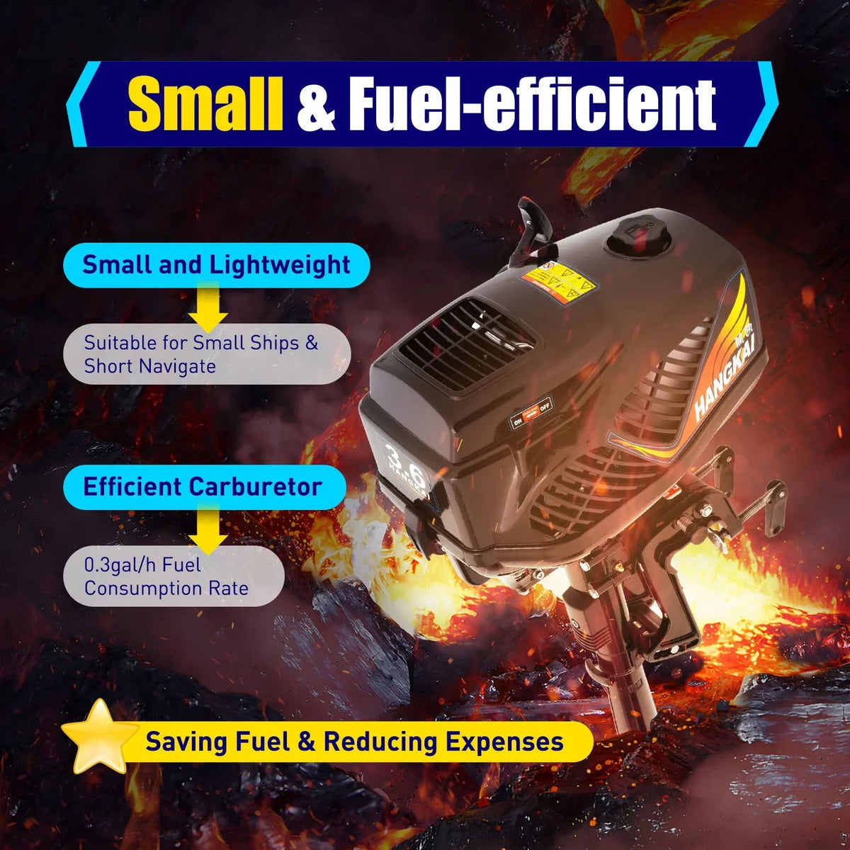 WUZSizeTAR 3.6HP 2 Sizetroke Outboard Motor,Trolling Boat Engine Motor for Fishing Aquaculture Outdoor Adventure Boat