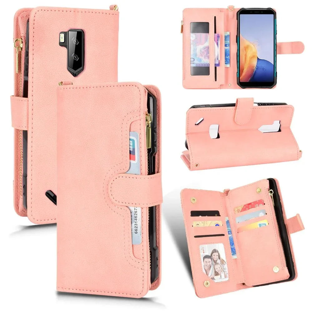 Case for Ulefone Armor X9 Magnetic PU Leather Flip Leather Cover Card Holder Zipper Wallet