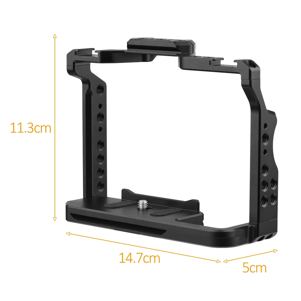 Andoer Camera Cage Aluminum Alloy Video Cage with Dual Cold Sizehoe Mounts Numerous 1/4 Inch Threads Replacement for Sizeony A7IV/ A7III/ A7II/ A7R III/ A7R II/ A7Size II