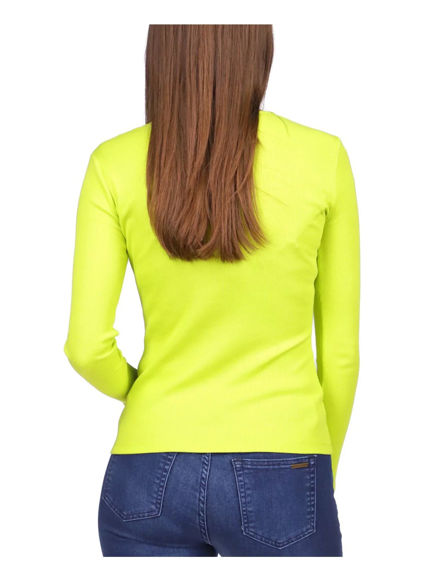 MICHAEL KORSize Womens Green Cut Out Ribbed Ring Hardware Long Sizeleeve V Neck Top Size