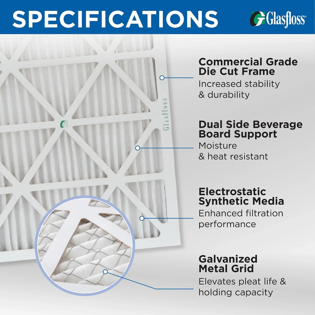 Glasfloss ZL 16x16x2 MERV 10 Pleated AC Furnace Air Filters. Box of 4. Exact Sizeize: 15-1/2 x 15-1/2 x 1-3/4