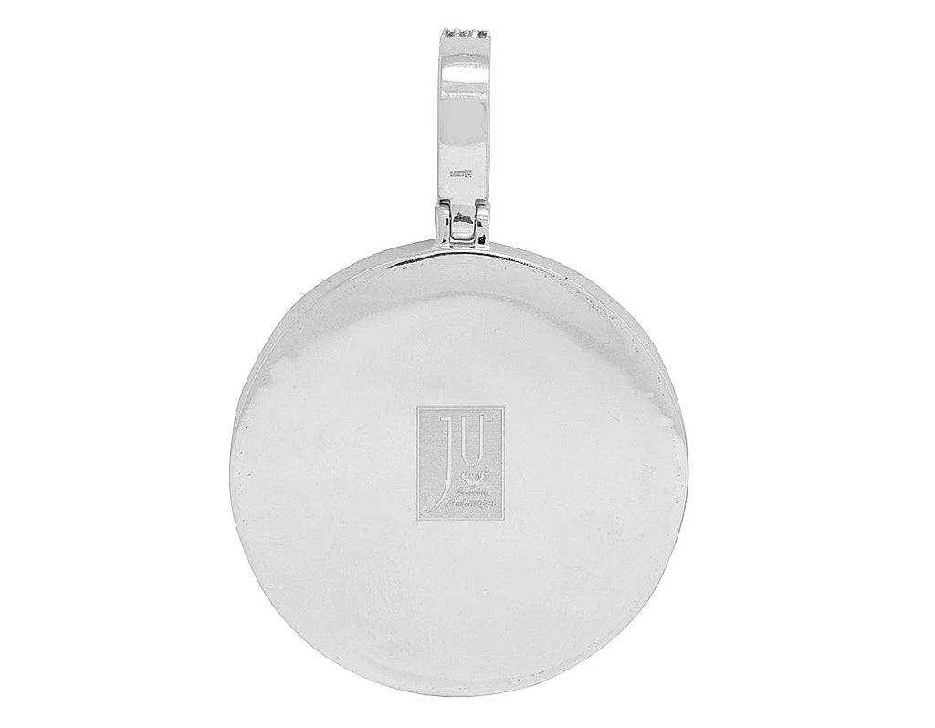 Ivory Gold Memory Frame Baguette Diamond Photo Engrave Pendant 2" 2.2CT
