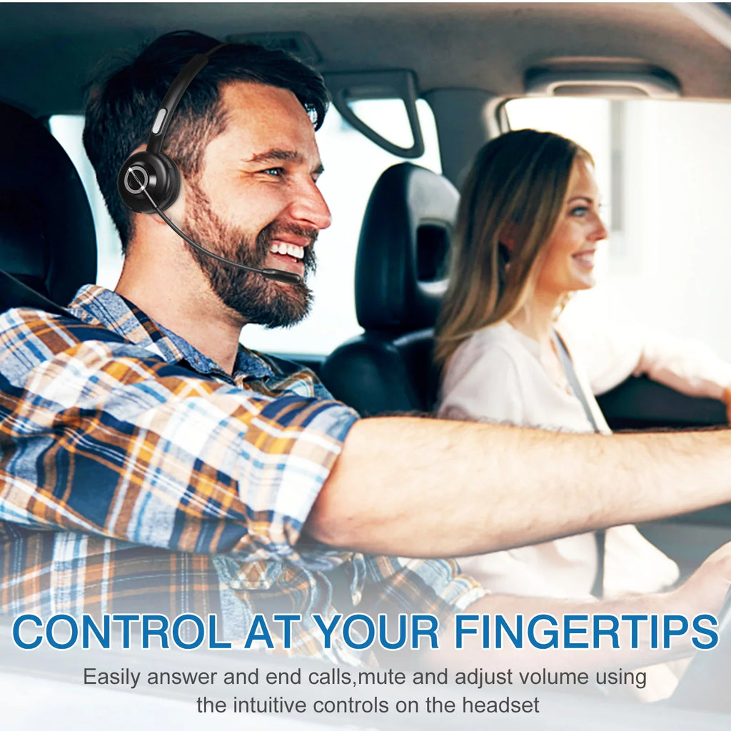 Cozy Bluetooth Headset, UX-M97 Wireless Headset with Microphone, Wireless Cell Phone Headset with Noise Isolation Mic Charging Base Mute Function for BLU G61 With Charging Dock