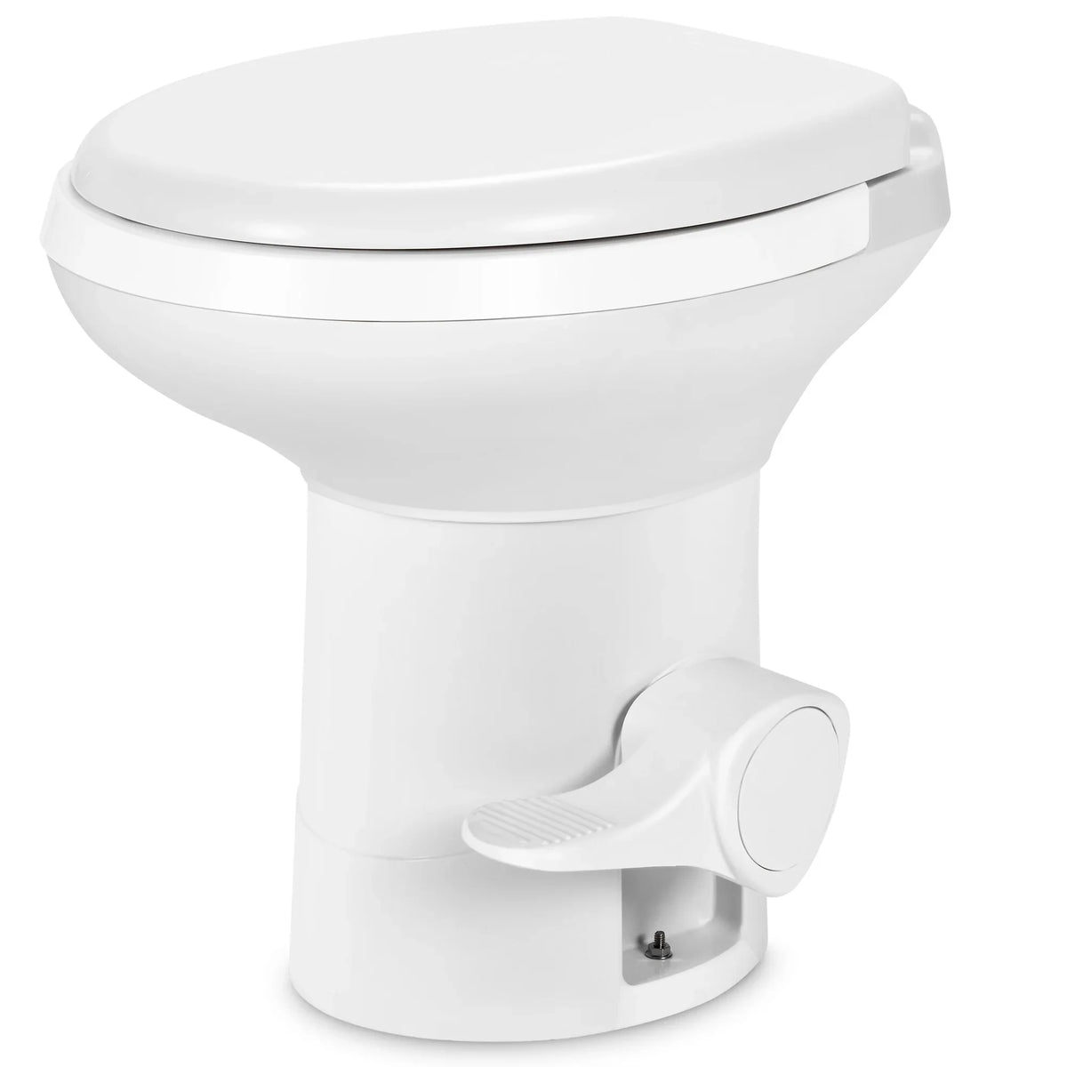 Dextrus Portable RV Toilet with Pedal Flush, Gravity Flush Toilet High Profile for Caravan Travel, Camping, Boating, Ivory