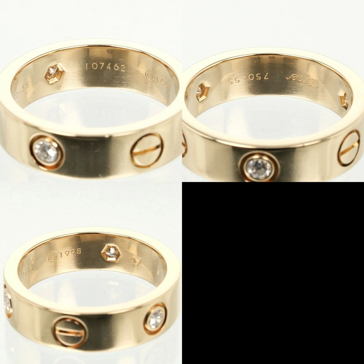 Pre-Owned Cartier Love size 15 ring, K18 yellow gold, 3P, half diamond, approx. 8.67g, I132124019 (Good)