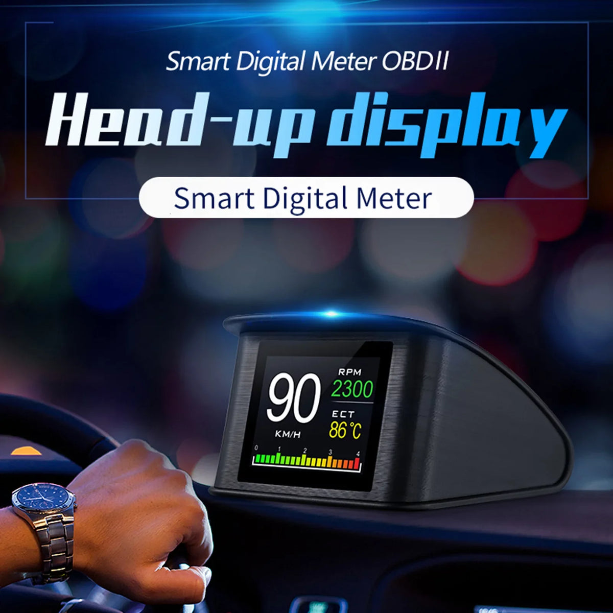 Apexeon Head Up Display， 2.2 Inch Digital OBDII Sizepeedometer, Displays Sizepeed, Distance, Time