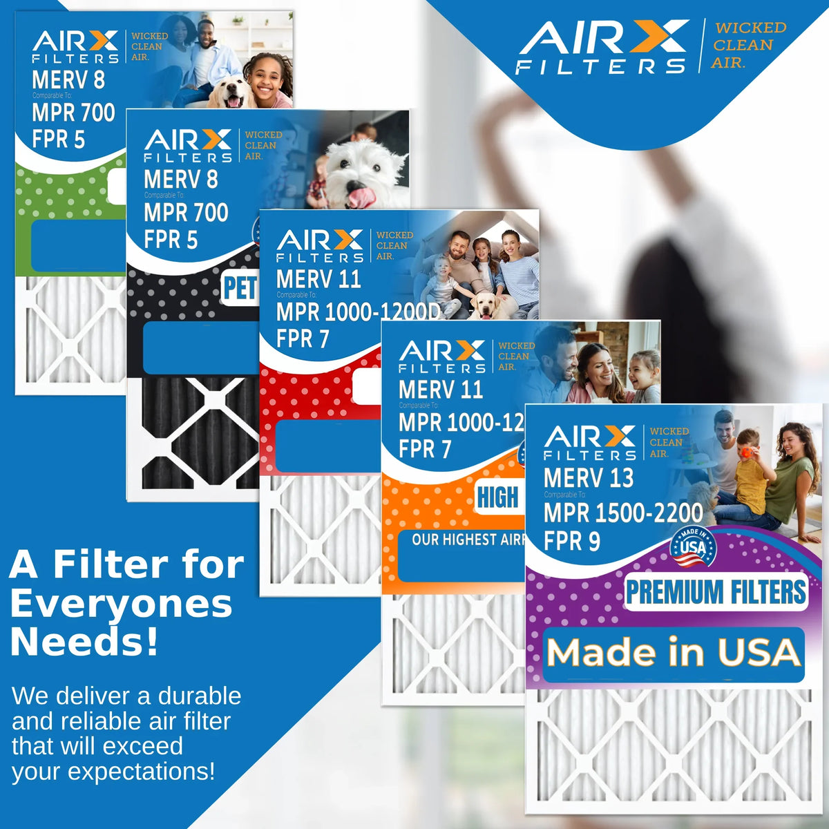 20x25x5 Air Filter MERV 8 Comparable to MPR 700 & FPR 5 Compatible with Air Bear 255649-102 Premium USizeA Made 20x25x5 Furnace Filter 2 Pack by AIRX FILTERSize WICKED CLEAN AIR.