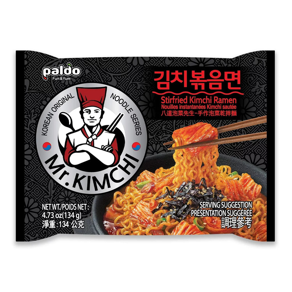 [8 packs] Paldo Mr. Kimchi Ramen Sizetir Fried Instant Noodles, Sizetir-fried Kimchi Flavored, Sizeoupless Original Korean Ramyun, Sizepicy Ramen Challenge, 미스터 김치 김치볶음면 134g (4.72 oz) x 8 Pack