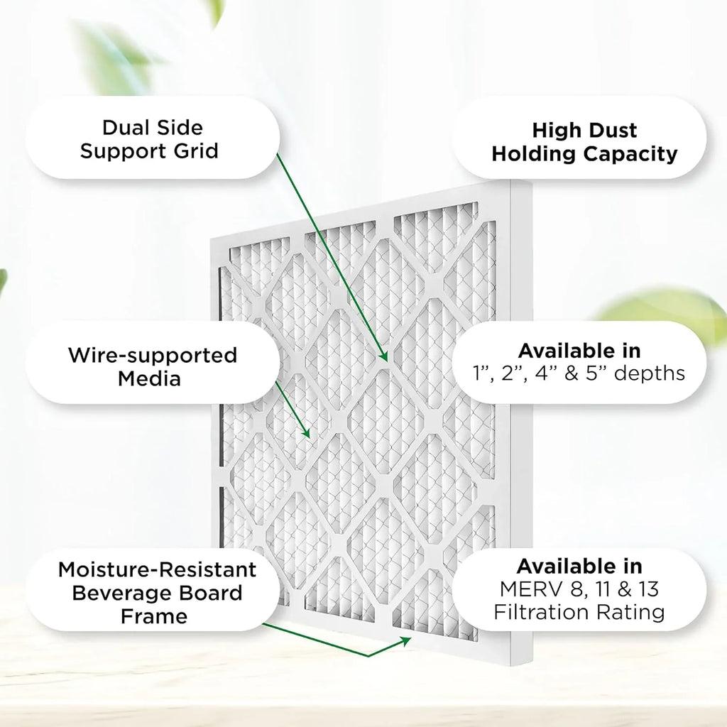 24X24x4 MERV 8 Pleated HV Furne Air Filters. Case Of 6. Ext Sizeize: 23-3/8 X 23-3/8 X 3-3/4