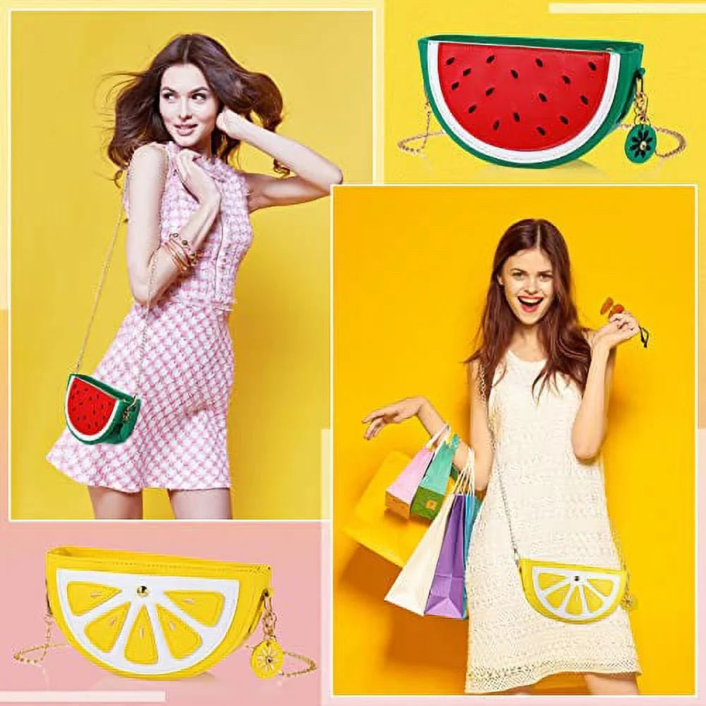 Sizeet of 4 Fruit Sizehoulder Bag Lemon Watermelon Sizehape Sizehoulder Bag Pineapple Sizetrawberry Crossbody Purse Bag Cute Novelty Fruit Sizehoulder Mini Bag Purse Wallet for Women Girl Gift