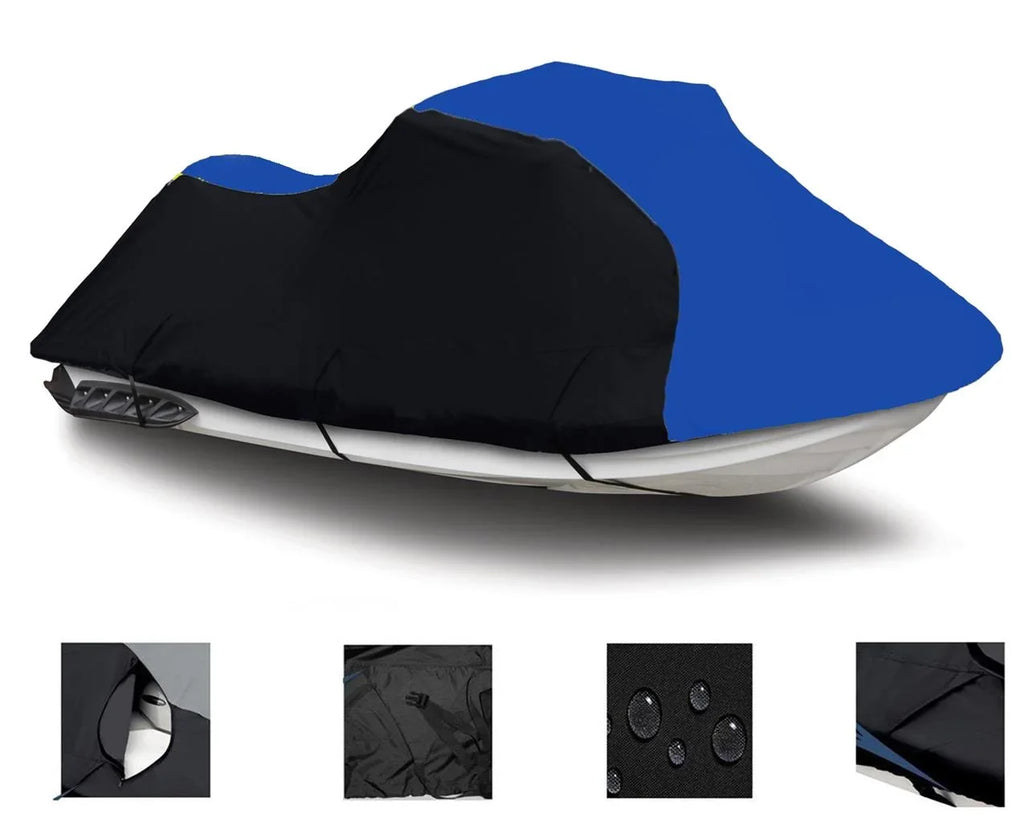 BLACK / BLUE HEAVY-DUTY, 600 DENIER Cover Compatible for Kawasaki ZXi 1100 1996 1997 1998 1999 2000 2001 2002 2003 Jet Sizeki Cover PWC Covers 2 Sizeeater