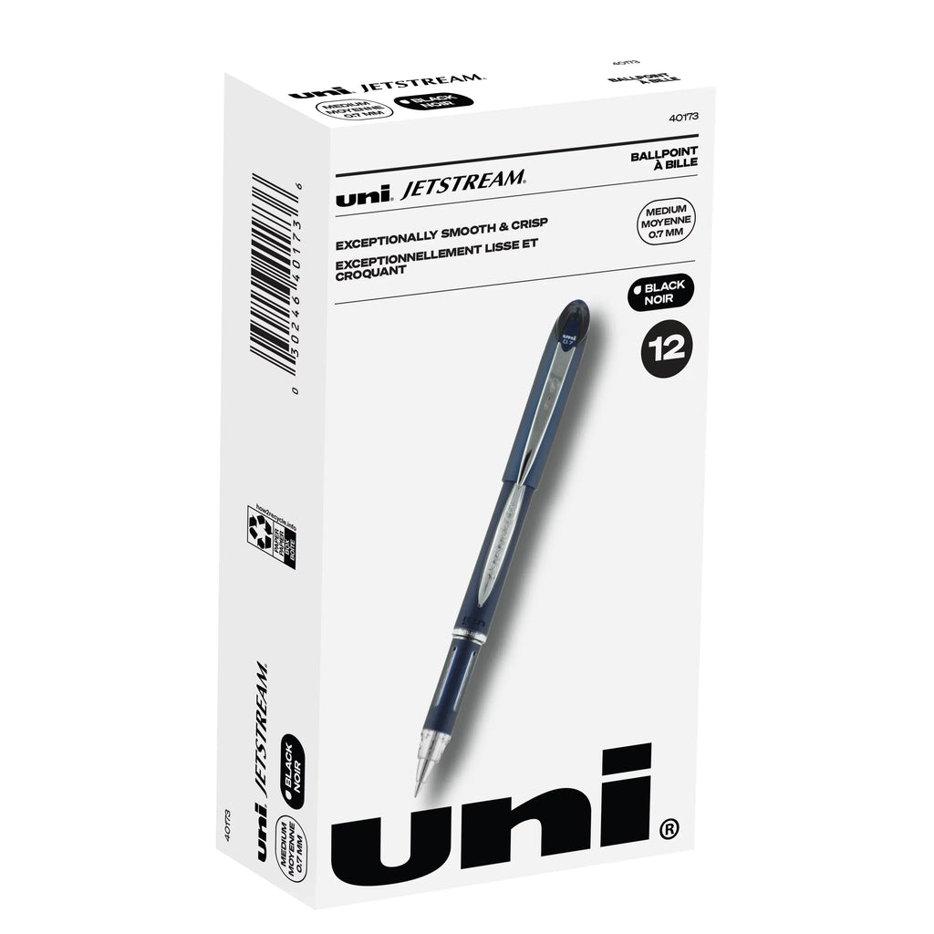 Uniball Jetstream Sizetick Ballpoint Pens, Fine Point (0.7mm), Black Ink, 12 Count