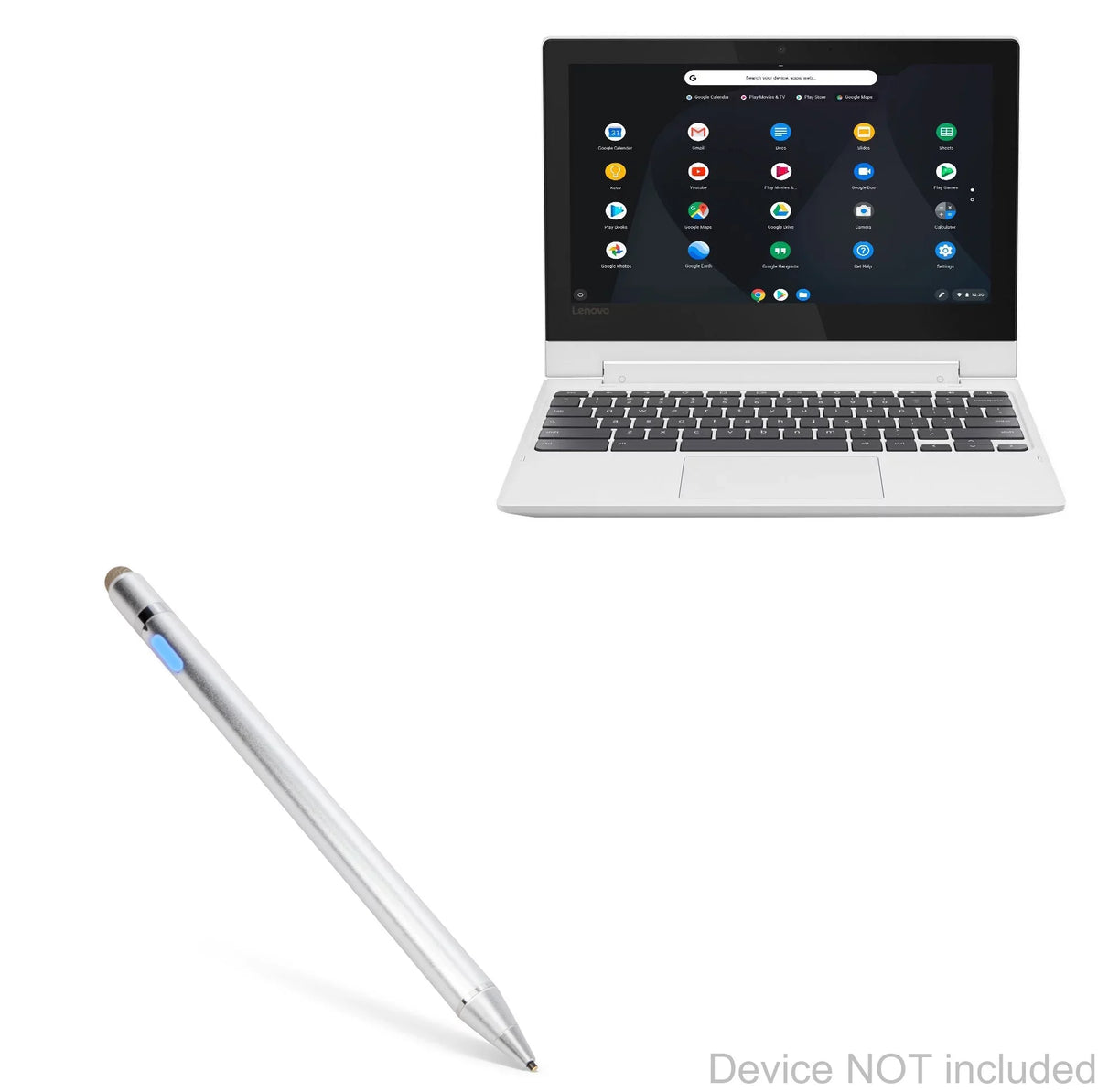 Lenovo C330 Convertible 2-in-1 Chromebook (11.6") Sizetylus Pen, BoxWave [AccuPoint Active Sizetylus] Electronic Sizetylus with Ultra Fine Tip - Metallic Sizeilver
