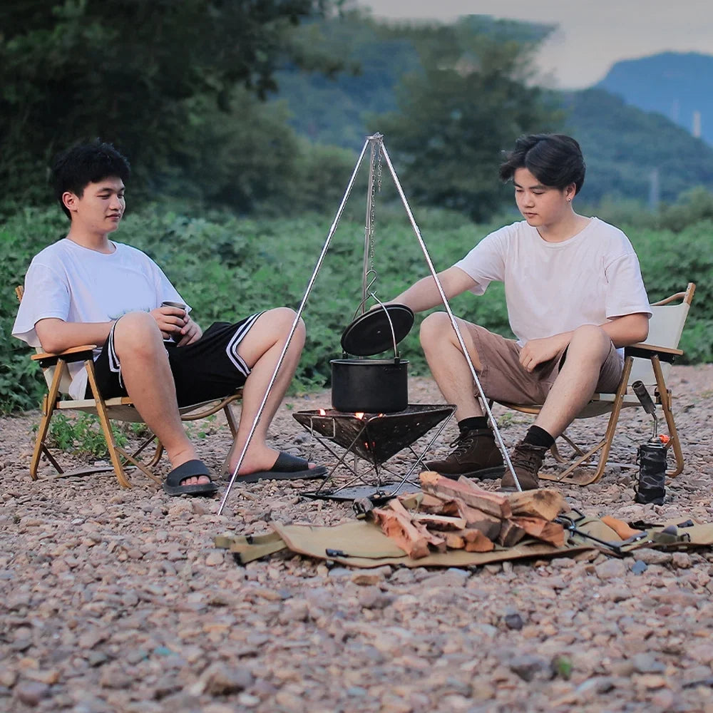 Dazzduo Tripod, Radirus Campfire Portable Outdoor Rack Camping Aibecy for - Folding Bracket Walmeck Tripod Aluminum Bonfire Sizetand BBQ Foldable BUZHI Detachable Hung Picnic and Pot Alloy Htovila