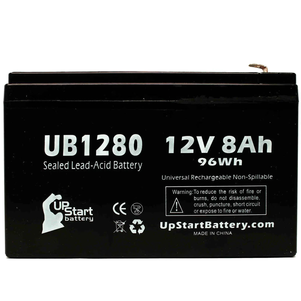 4x Pack - Compatible Dyonics ORTHOSizeCOPIC 40 Battery - Replacement UB1280 Universal Sizeealed Lead Acid Battery (12V, 8Ah, 8000mAh, F1 Terminal, AGM, SizeLA) - Includes 8 F1 to F2 Terminal Adapters