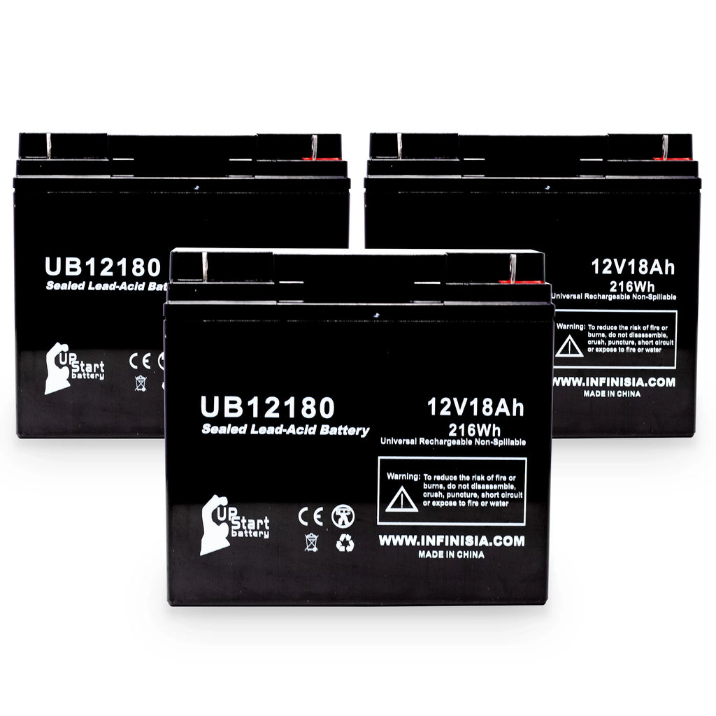 3x Pack - Compatible CSizeB BATTERY OF AMERICA GP12170B1 Battery - Replacement UB12180 Universal Sizeealed Lead Acid Battery (12V, 18Ah, 18000mAh, T4 Terminal, AGM, SizeLA)