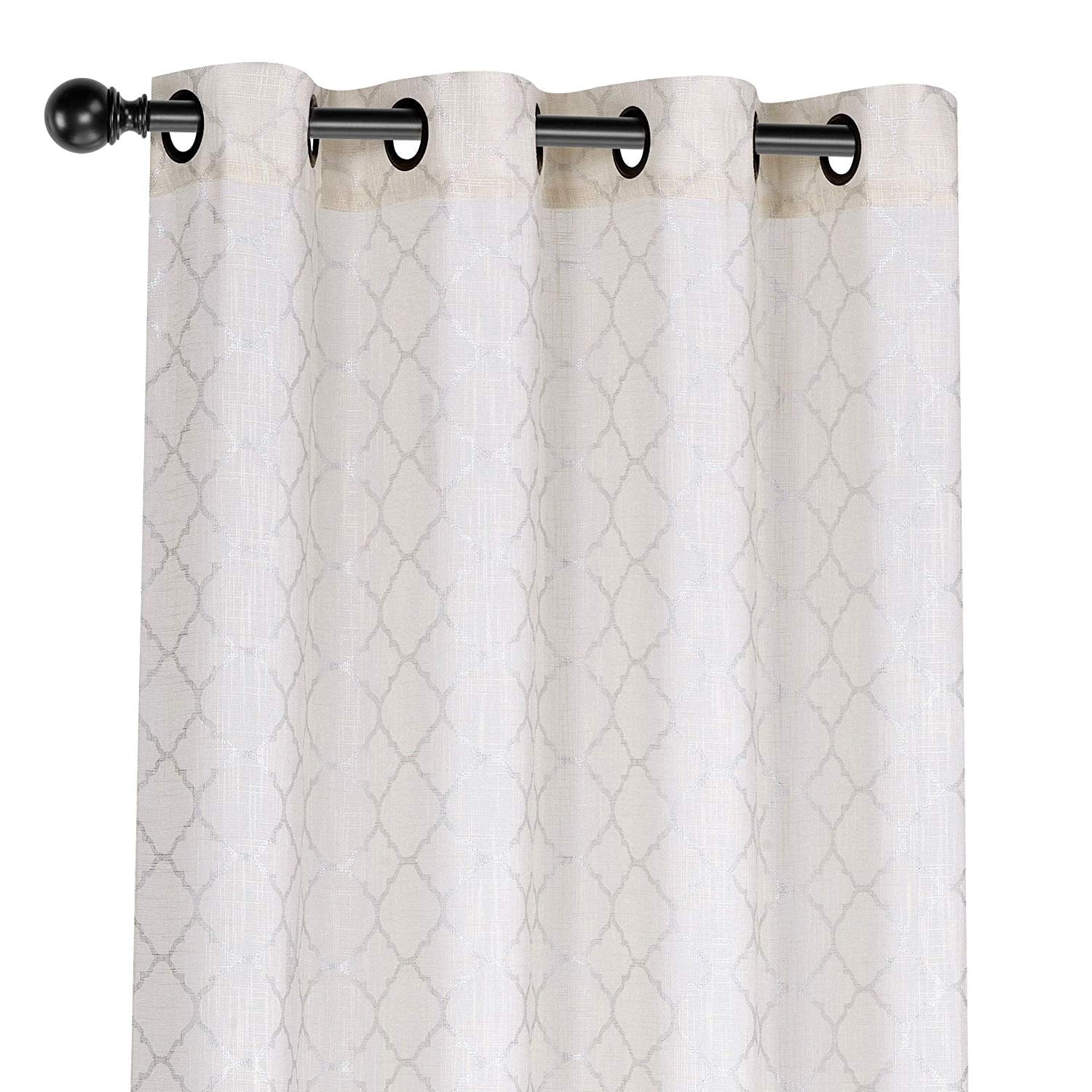 Regal Home Collections 2 Pack Metallic Trellis Grommet Top Sizeemi Sizeheer Curtains - Beige