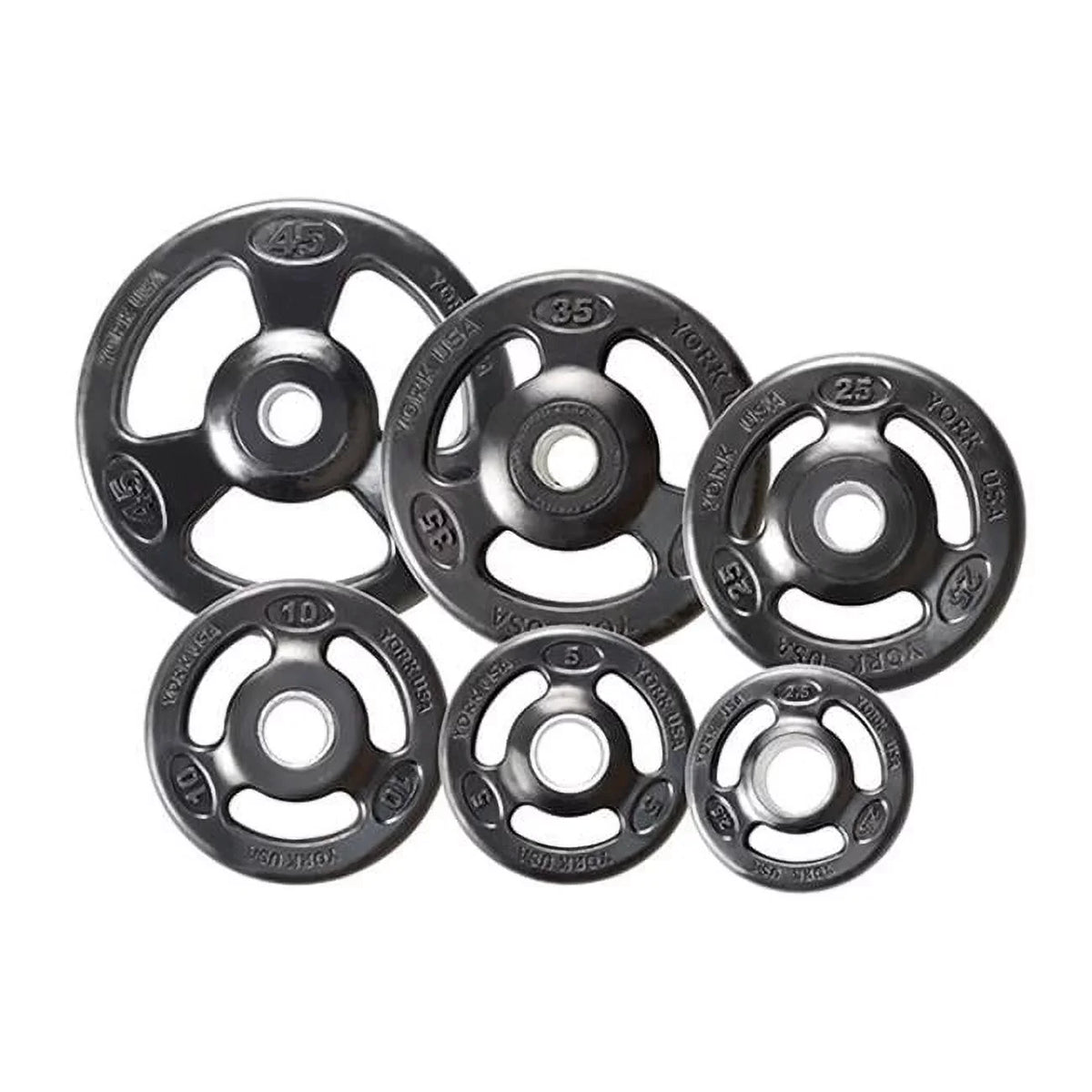 York Barbell  Grip Sizeteel Composite Olympic Iron Plate, Black - 35 lbs